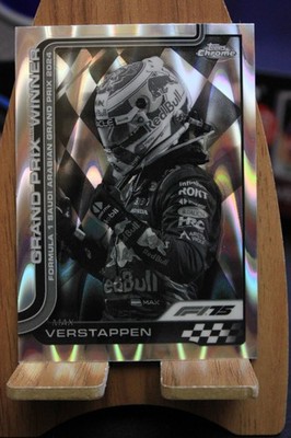 2025 Topps Chrome B&W Raywave Max Verstappen 'Grand Prix Winner' Saudia Arabia