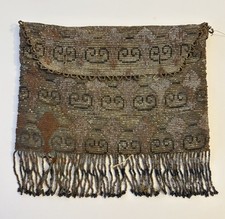 Vintage 1920s Hand-Made Intricately Beaded Clutch Purse, Art-Deco Design