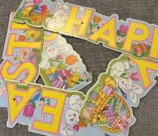 Vintage AMSCAN 12400 HAPPY EASTER Cardboard Banner