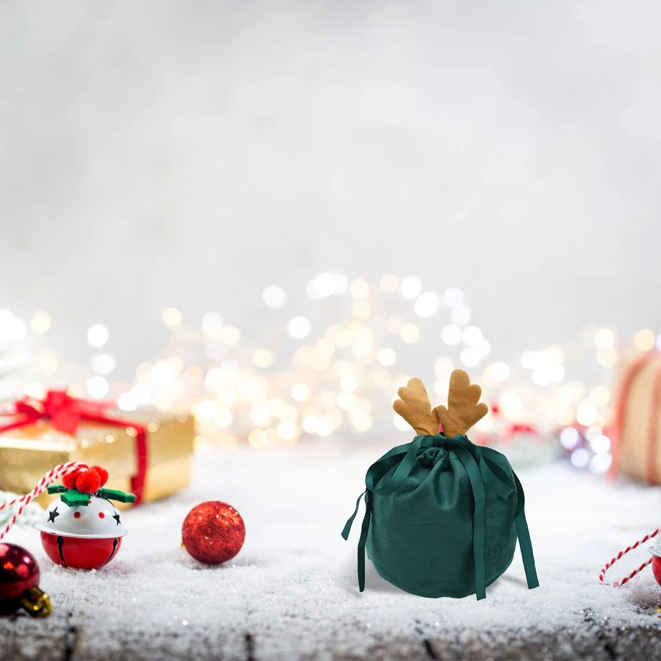 Multi purpose For Christmas Velvet Bags for Sweets and Small Items Pack of 5 - Image 3 of 4