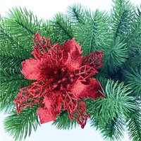 Glitter Weihnachtsbaum Dekoration 12 StüCk Christbaumschmuck Rot 16 Cm