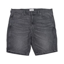 Wrangler Denim Shorts Mens Waist 38 Washed Black Cotton 5 Pocket Zip Fly