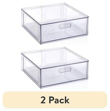  2 pack Mainstays Clear Glossy Plastic Pull-Out Closet Drawer Large Size