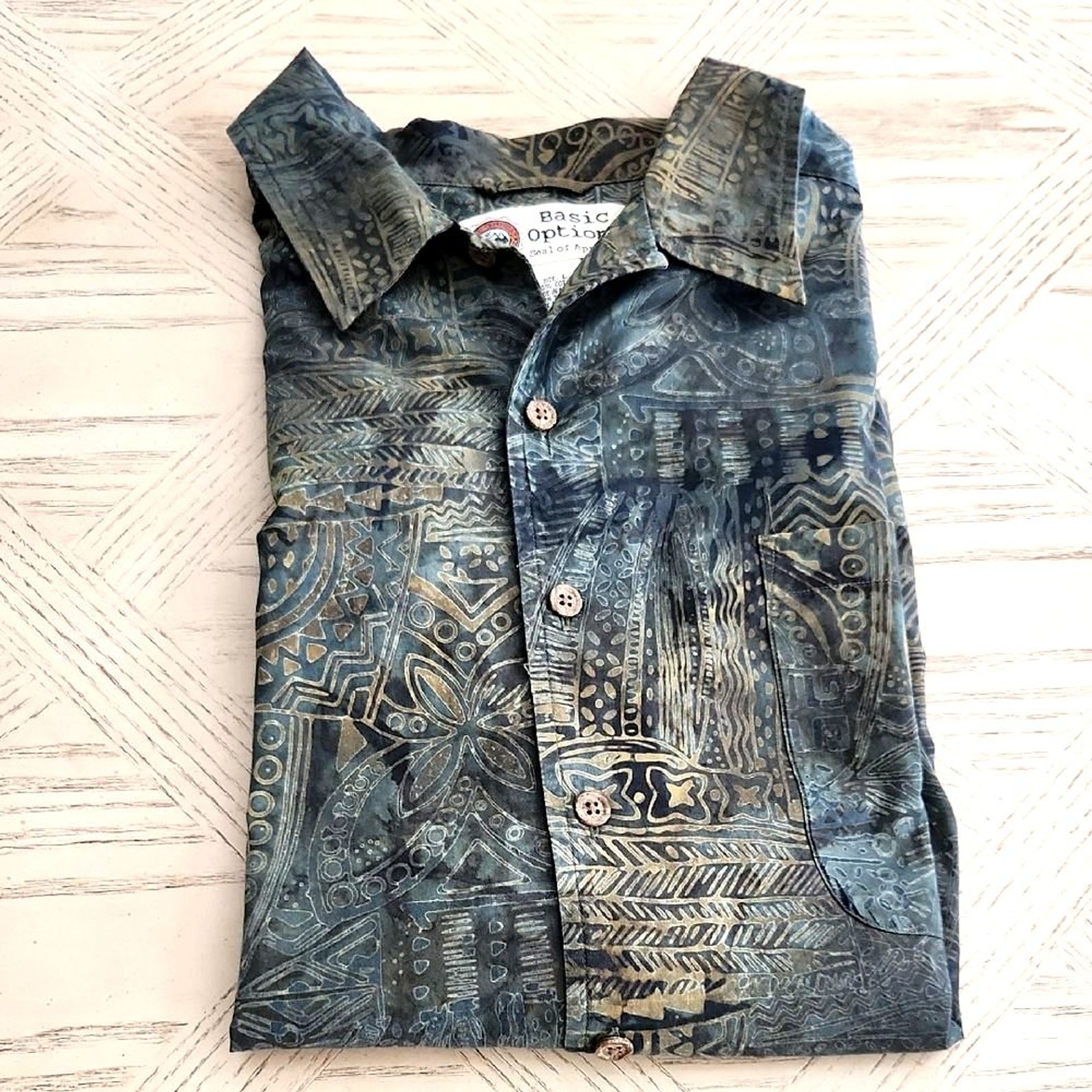 Basic Options Artistic Patterned Casual Button Do… - image 1