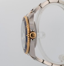 Rolex Submariner Date 40mm BLUE 18K Gold No-Holes GOLD BUCKLE Steel 16613 Watch 3