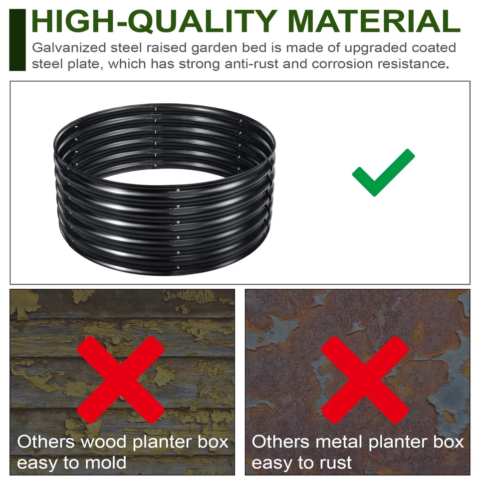 Kit de cama de jardín con cama elevada de metal redonda de 17" de alto, 42", elevación de maceta galvanizada... Foto 2 de 4