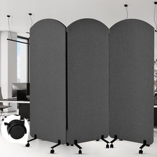 72"x 66" Room Divider 3-Panel Privacy Screen Soundproof Fabric Partition Office