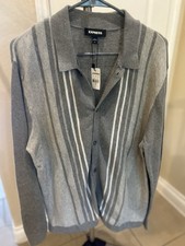 Express Striped Long Sleeve Polo Sweater XL NWT Button Down Cardigan 88