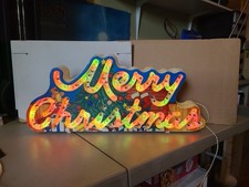 Vintage Holiday Glow Merry Christmas Lighted Sign 144 Lights 8 Functions
