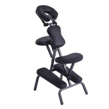 Portable Adjustable Massage Chair Spa Salon Massage Tattoo PU Leather Black