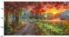 24" Fabric Panel | 3 Wishes Through the Forest Light Deer Farm Barn Scene