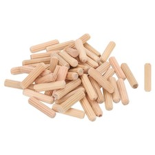 200Pcs 1/4" x 1" Wooden Dowel Pins, Furniture Woodwork Grooved Fluted Pin
