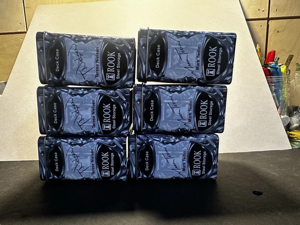 6x Cajas de Metal Torre Terese Nielsen Mark Tedin Arte Acero Almacenamiento 2002 Foto 2 de 4