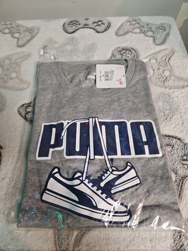 HERREN PUMA HANGING SNEAKER Grau T-Shirt Größe M