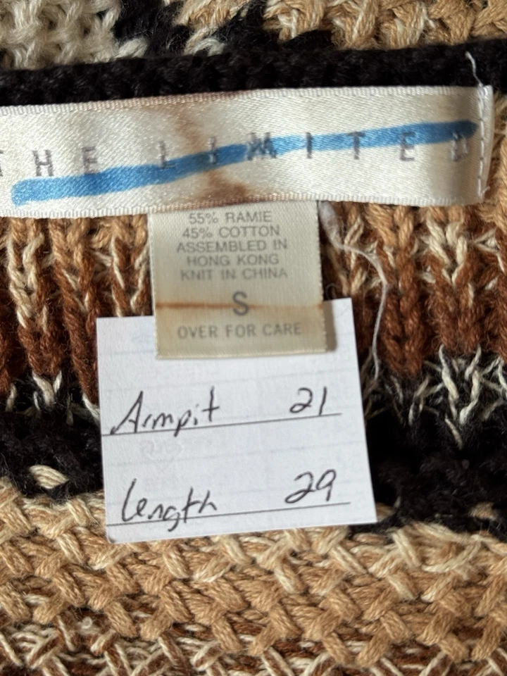 Vintage The Limited Women’s Small Brown Stripe Sweater Cabin Winter Layering - Image 2 of 4