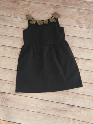 Girls Janie And Jack Size 6t Dress Black With Chevron Bows ADORABLE