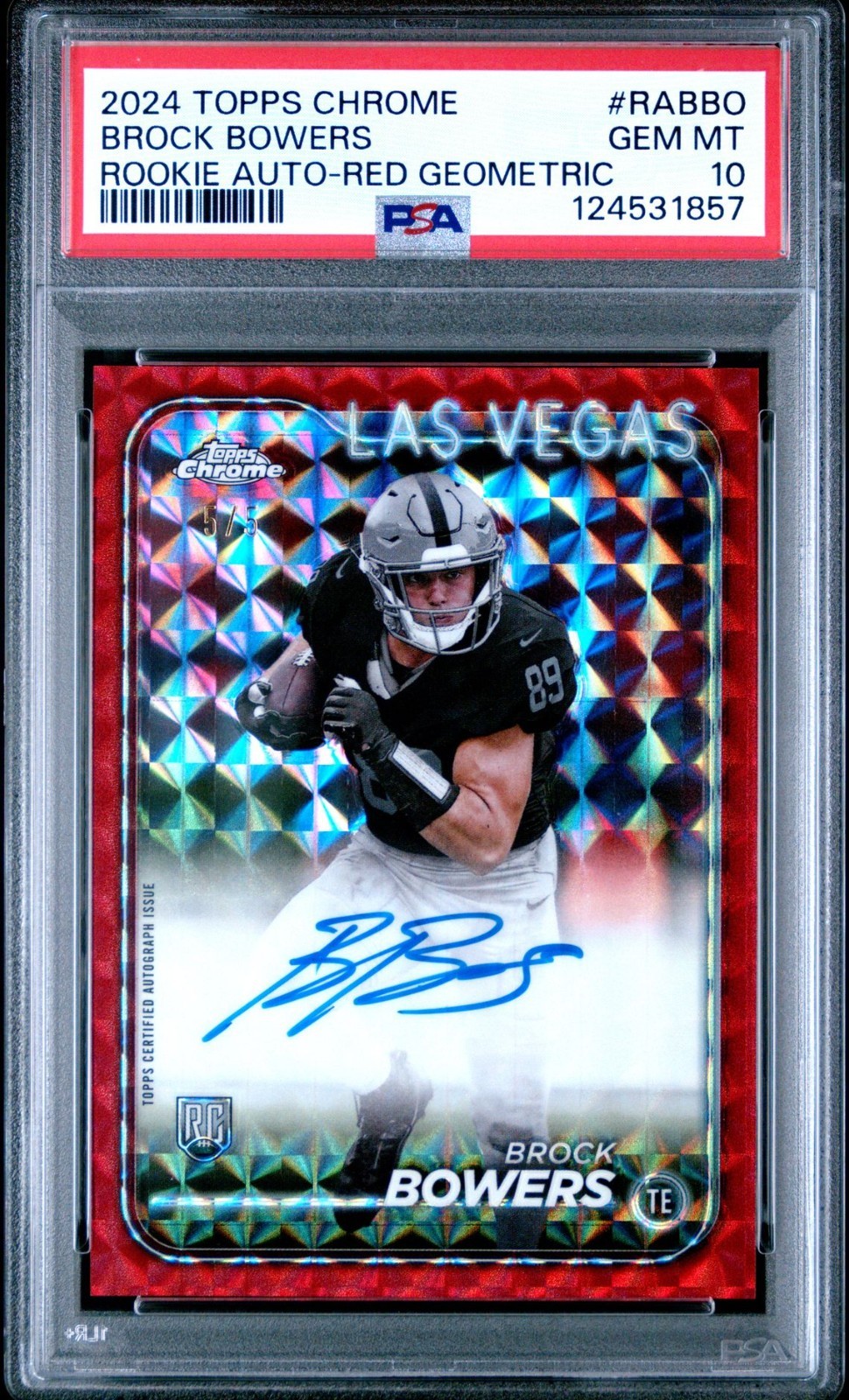 Brock Bowers Topps Chrome Rookie Autographs Variations #RABBO Red Geometric