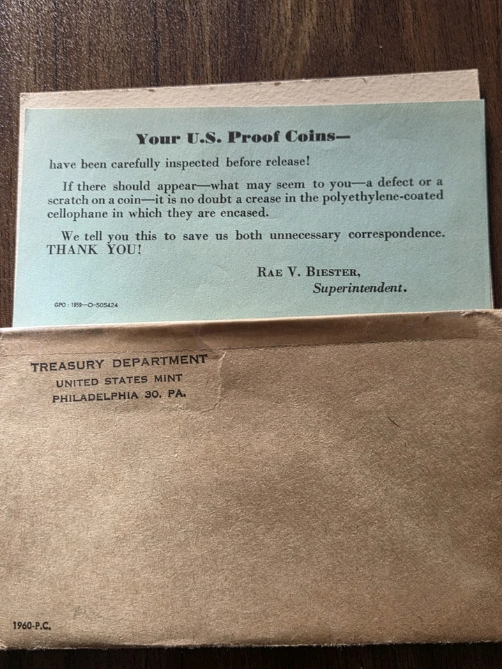 1960P US MINT SET IN ORIGINAL PACKAGING 5 COIN SET B/U CONDITION WITH LUSTER - Image 2 of 4