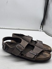 Birkenstock Sandals Shoes Mens Size 6 Womens 8 Brown Milano Leather Damage Strap