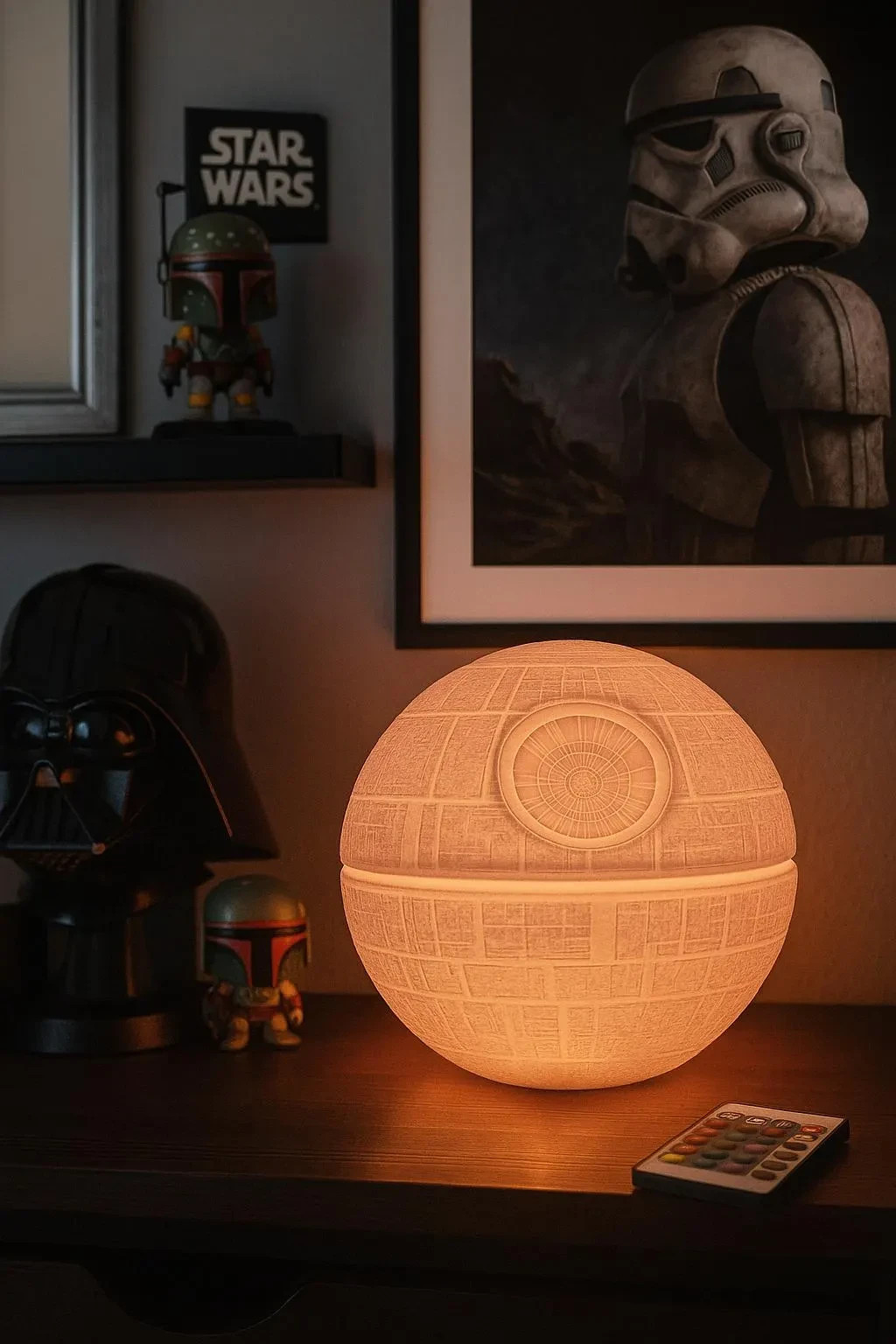 Lampe Étoile de la Mort Star Wars décoration geek idée cadeau luminaire LED RGB