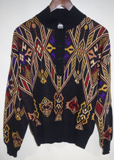 C - Vintage Amina Rubinacci Italy 100 Wool Aztec Inspired Sweater42 Half Button
