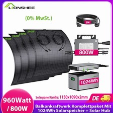 960W/800W Solaranlage Komplettset Balkonkraftwerk mit 1024Wh Solar …