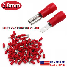 Female Male 2.8mm Spade Terminals Insulated Crimp Wire Connectors Gauge 22-16AWG