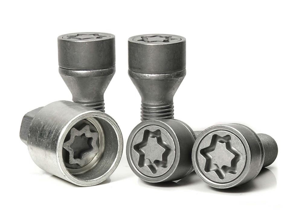 Set of 4 Grey EVO5 MK5 Wheel Locking Bolts Hex:17mm (M14x1.5) Len:49.5mm