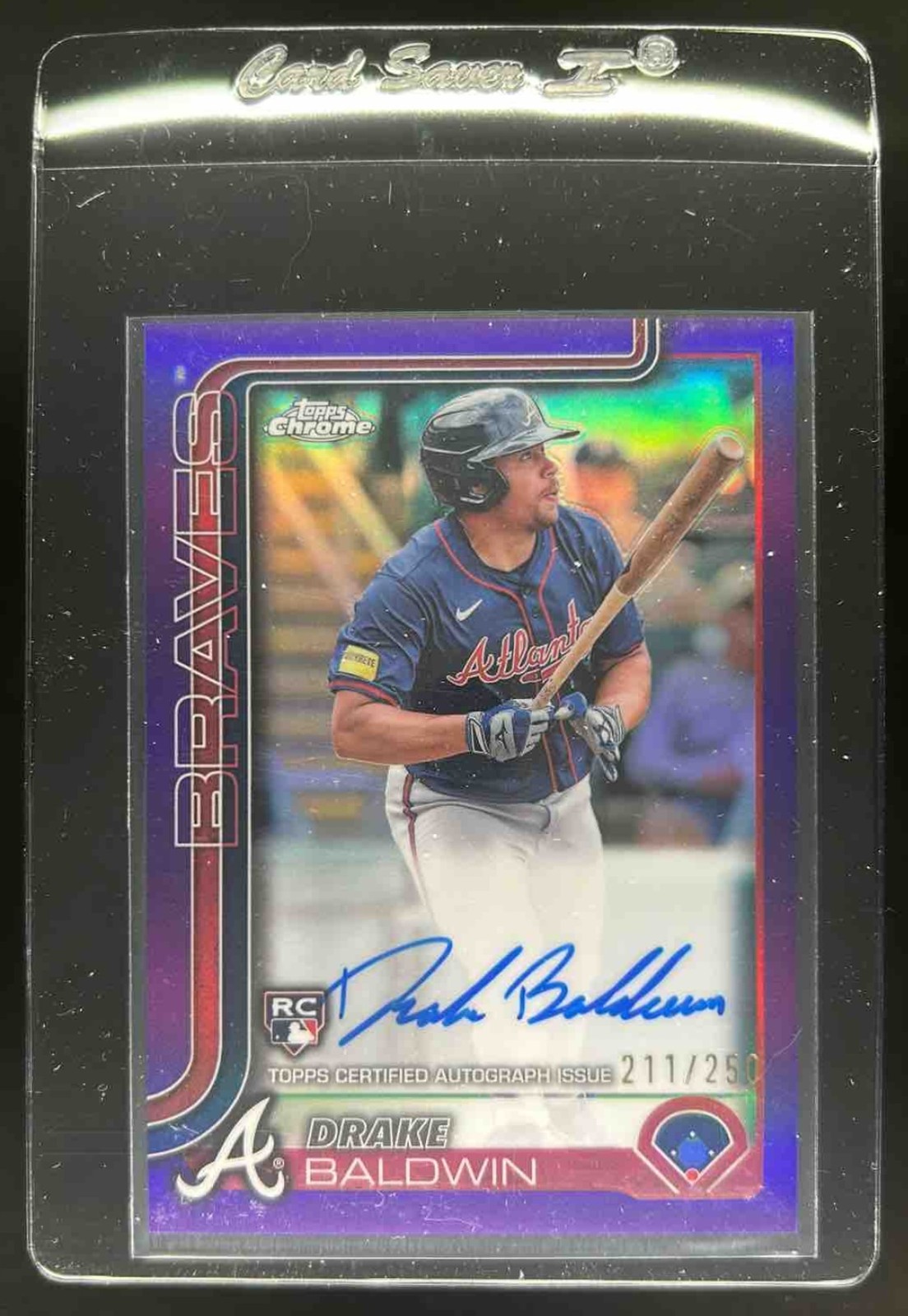 2025 Topps Chrome Drake Baldwin Rookie Auto RC Purple Refractor #211/250 Braves