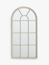John Lewis Arched Wood Frame Window Wall Mirror 140 x 70cm Taupe (Dusty/Cracked)