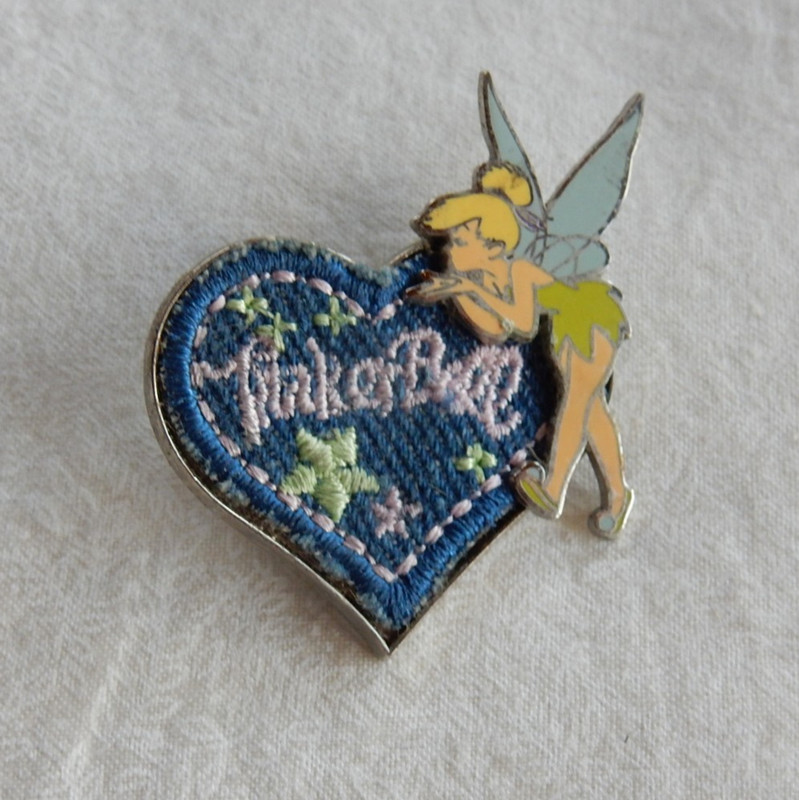 Disney 2004 Tinker Bell Denim Heart Pin Embroidered