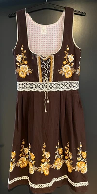 Damen Trachten Dirndl ärmellos Braun mit Stickerei ca. Gr. 42 - Bild 1 von 3