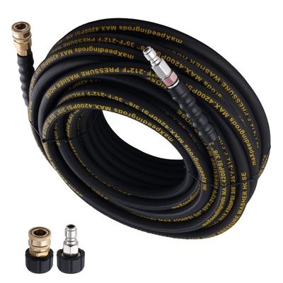 #ad 100ft 3 8quot; High Pressure Washer Hose 4200PSI Steel Wire Braided w Coupler $88.55