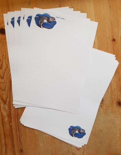 Relaxing Chilling Cat lined letter writing paper + envelopes 6+6+6 - Picture 5 of 5