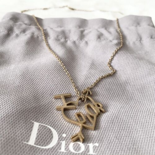 Vintage Christian Dior I Heart Logo Arrow CD Adjustable Necklace DUSTBAG - Picture 3 of 5