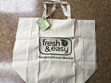 Fresh & Easy Neighborhood Market Market Beige Canvas Shopping Bag Reusable