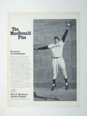 #ad #ad Vintage 1960s The MacDonald Plus Willie Mays Giants Baseball Print Ad Sports $18.56