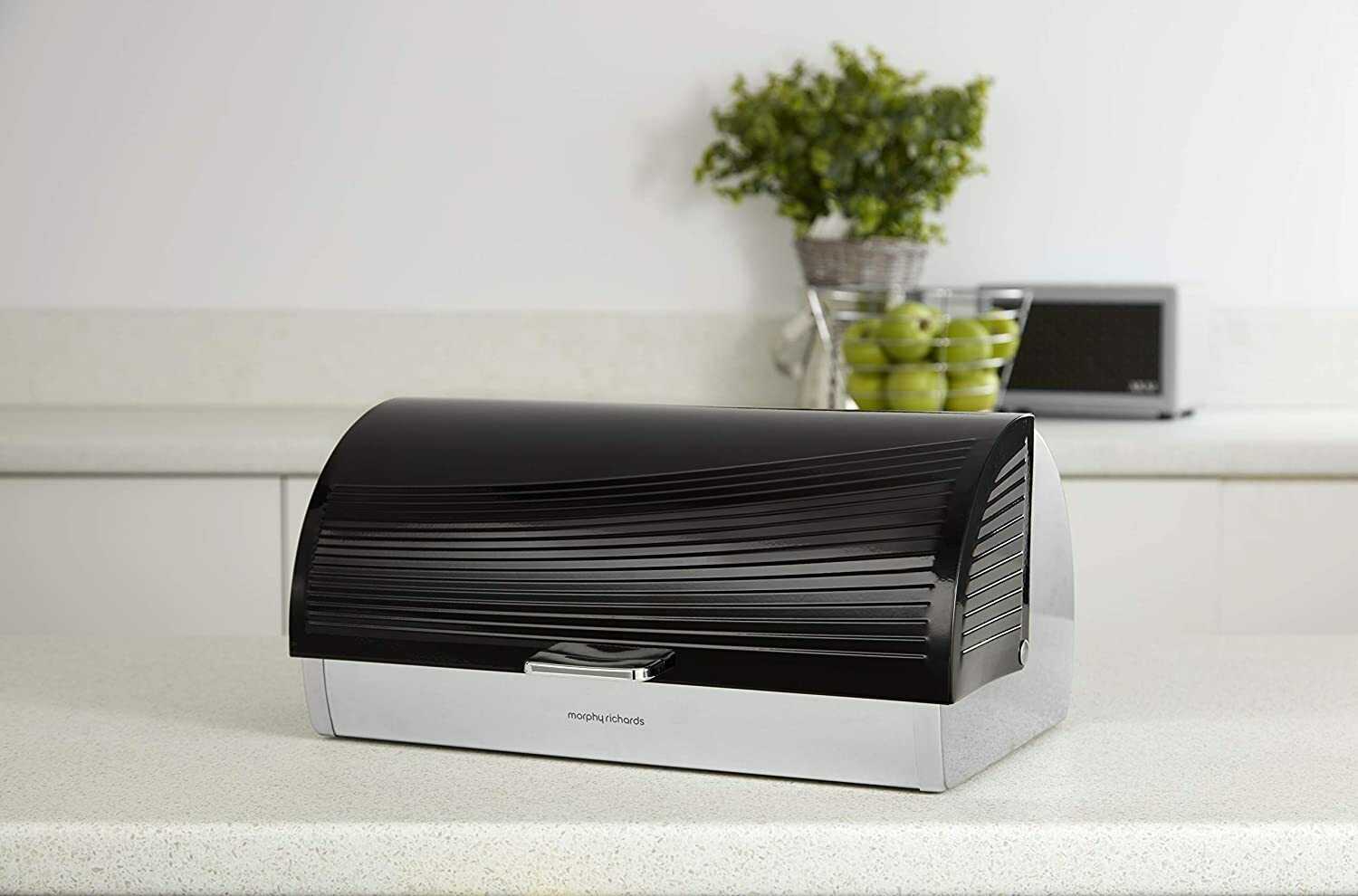 Bread Bin Morphy Richards 976000 Dune Roll Top Black & Stainless