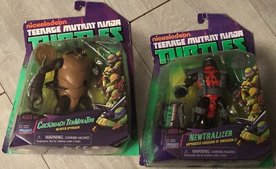 Figure TMNT 2013 Cockroach Terminator & 2014 Newtralizer Nickelodeon NIP New Box