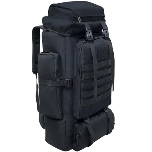 80L 100 Liters Camping Hiking Military Tactical Backpack,Water Resistant Black