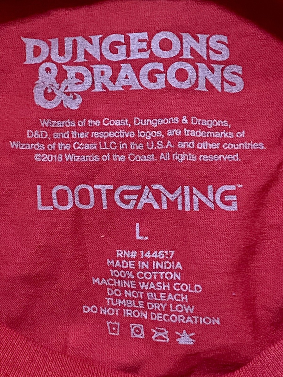 【thuuu】 Dungeons & Dragons Red T Shirt Loot Gaming Crate. Sz L. Preowned