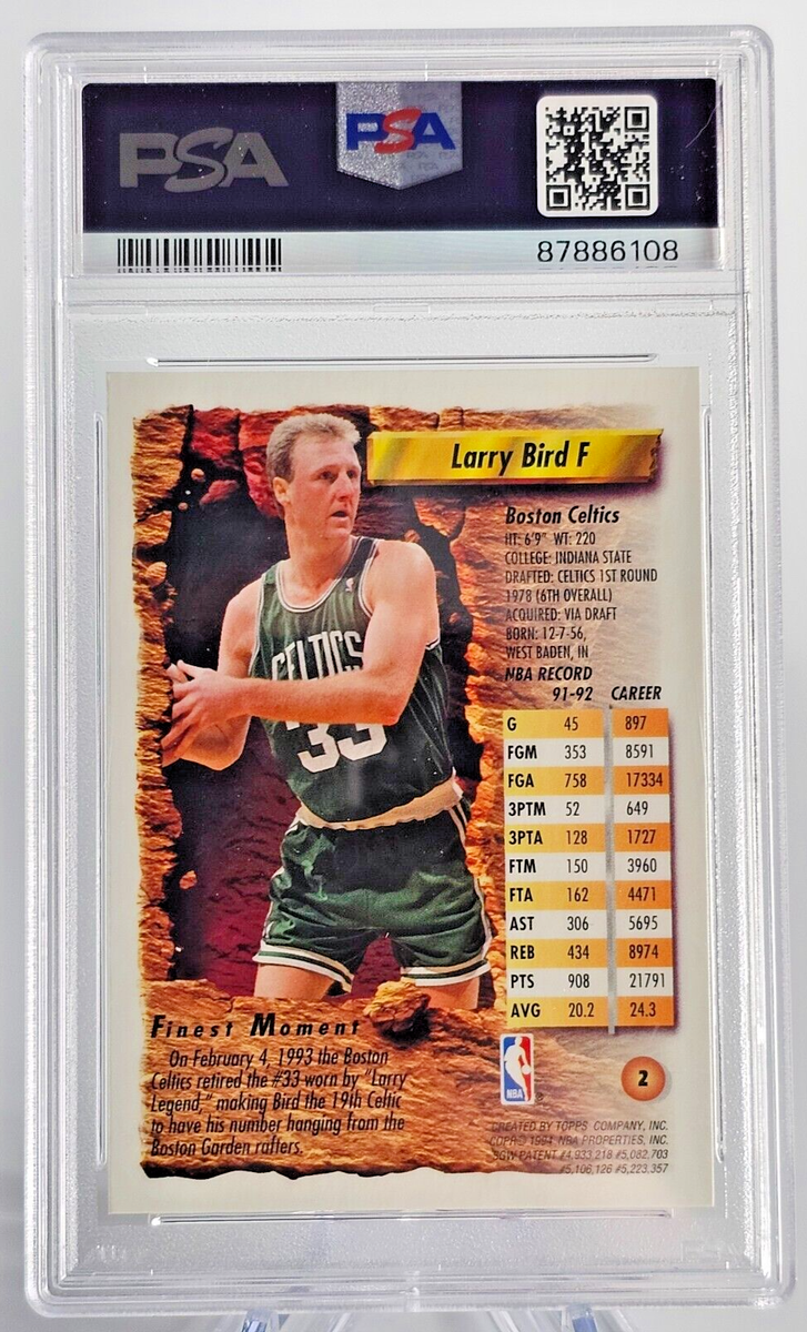 【15枚限定】Larry Bird Topps Finest 1993-94 Larry Bird Topps Finest Refractor Chrome SGC 92 8.5