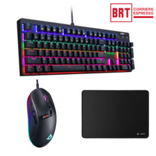 Aukey KM-G6 Tastiera Meccanica da Gaming Tasti RGB Switch Blu Set 3PZ Mouse Tapp