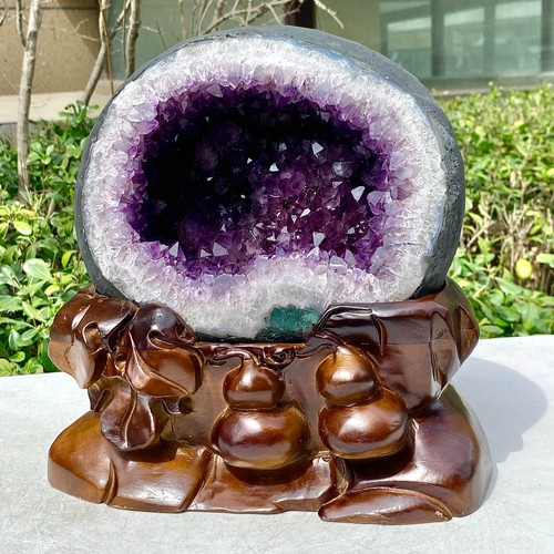 28.72LB Uruguay Natural Amethyst Money Bag Cave Decoration+Bracket - 第 2/16 張圖片