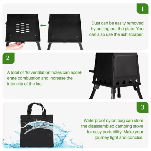 Portable 27*27*34cm Wood Camping Stove Multi-Function Outdoor Cooking Equipment - Picture 9 of 12