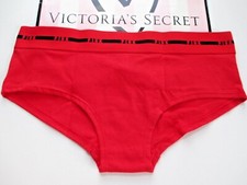 VICTORIA'S SECRET PINK Cotton Hiphugger Panty VS Logo Band S SMALL Red Black NWT