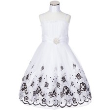WHITE Size 4 Flower Girl Dress Birthday Recital Bridesmaid Party Communion