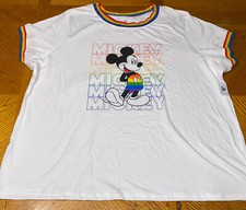 NEW Disney Parks Rainbow Pride Mickey Mouse Ringer T-Shirt Women s XXXL NWT