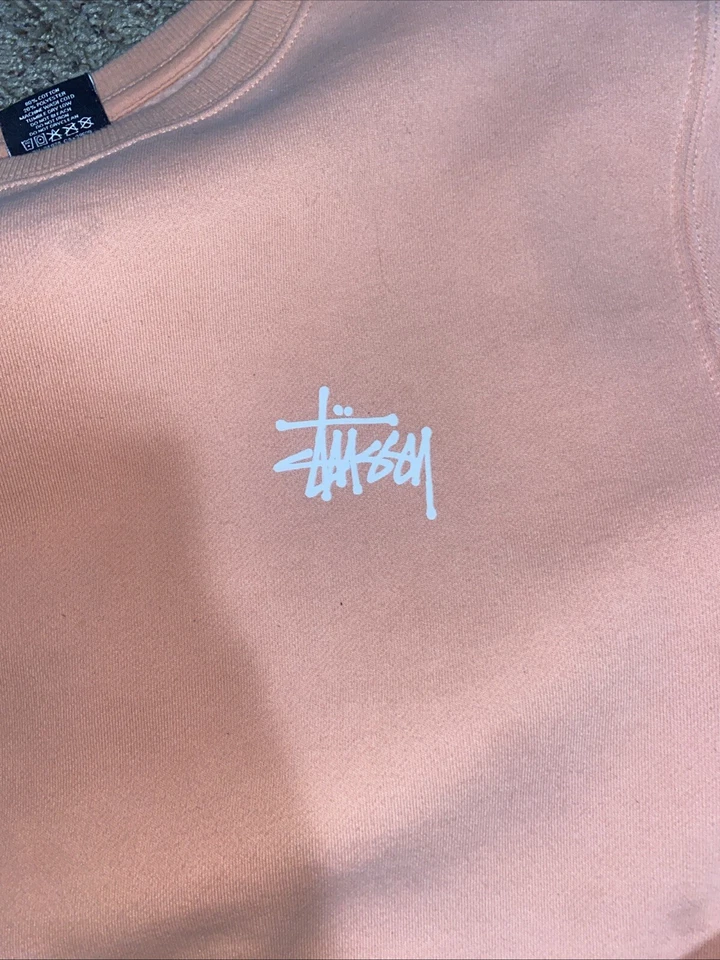 RARA Sudadera Stussy Logo Cuello Redondo Rosa Claro Para Hombre Talla L Foto 2 de 4