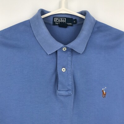 VINTAGE Ralph Lauren Mens Polo Shirt Medium Blue Short Sleeve